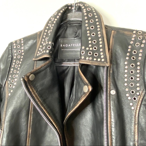 Bagatelle.NYC Genuine Aged leather Moto Jacket S - Picture 7 of 16